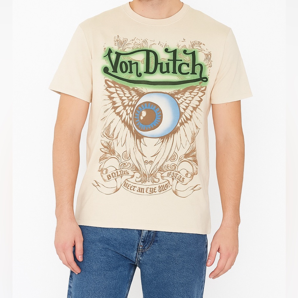 Von Dutch Cream Graphic Tee NWT - large